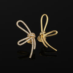 Diamond knot clip on earrings