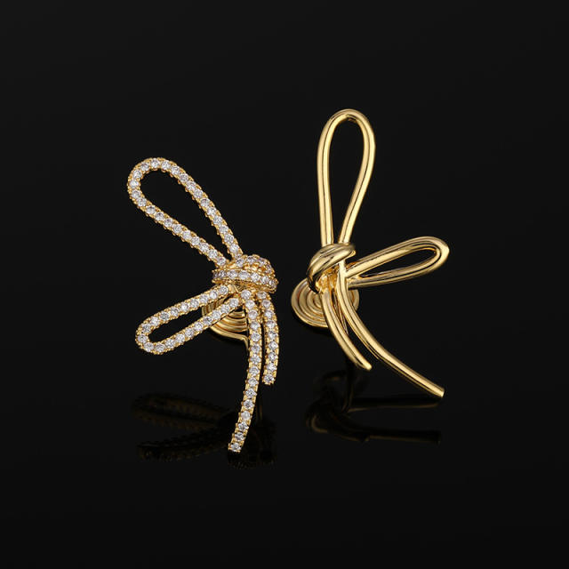Diamond knot clip on earrings