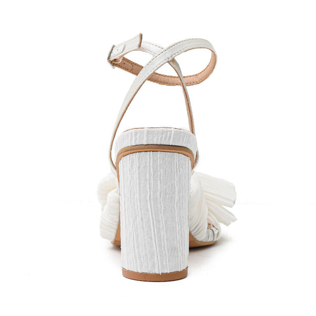 Elegant bow block heels sandals