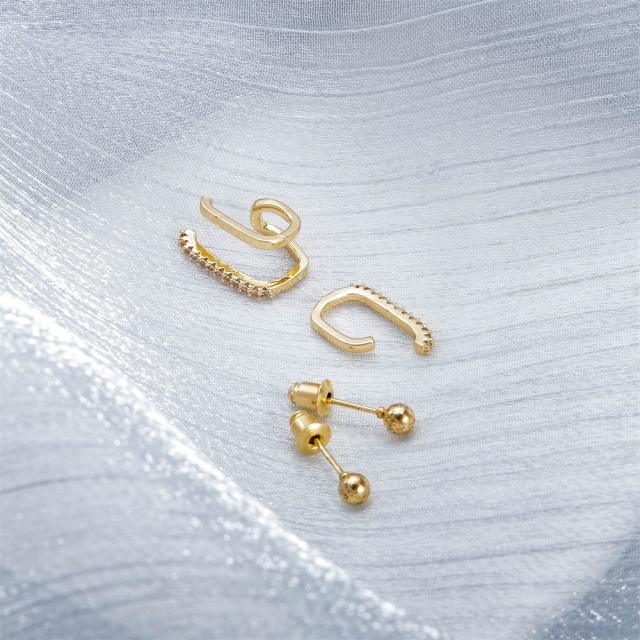 Diamond geometry ear cuff set