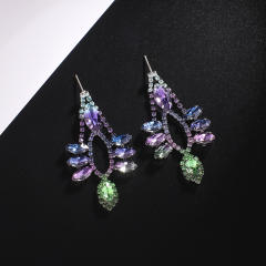 Luxury pave setting rhinestone glass crystal dangle earrings