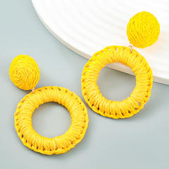 Summer boho ring design straw earrings