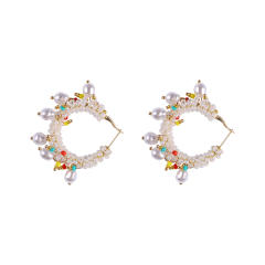 Summer design handmade beaded hoop earrings