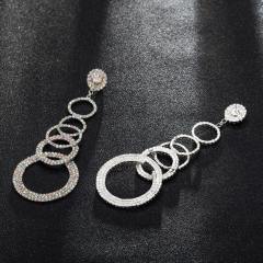 Rhinestone setting ring to ring long earrings