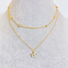 Two layer tiny heart dainty stainless steel necklace