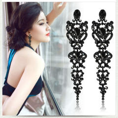 Luxury all black dangle earrings