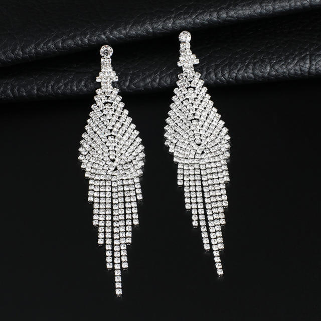Vintage rhinestone setting long earrings