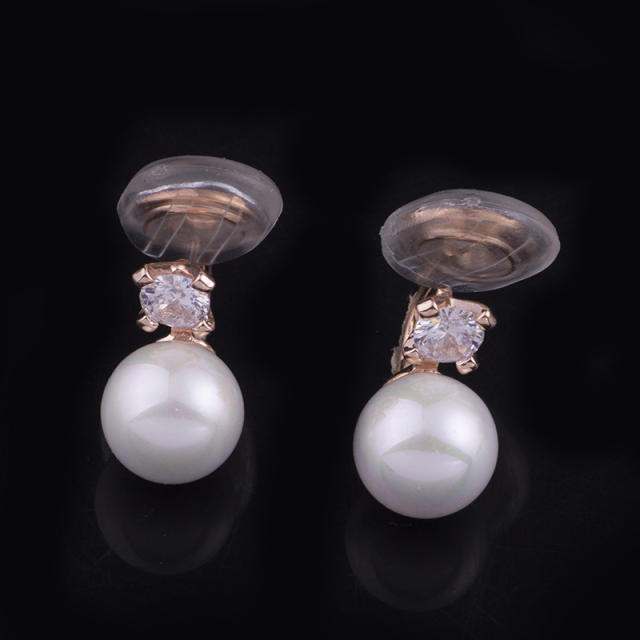 Cubic zirconia pearl clip on earrings