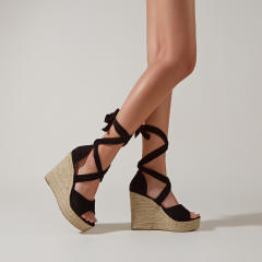 Colored strappy wedge sandals