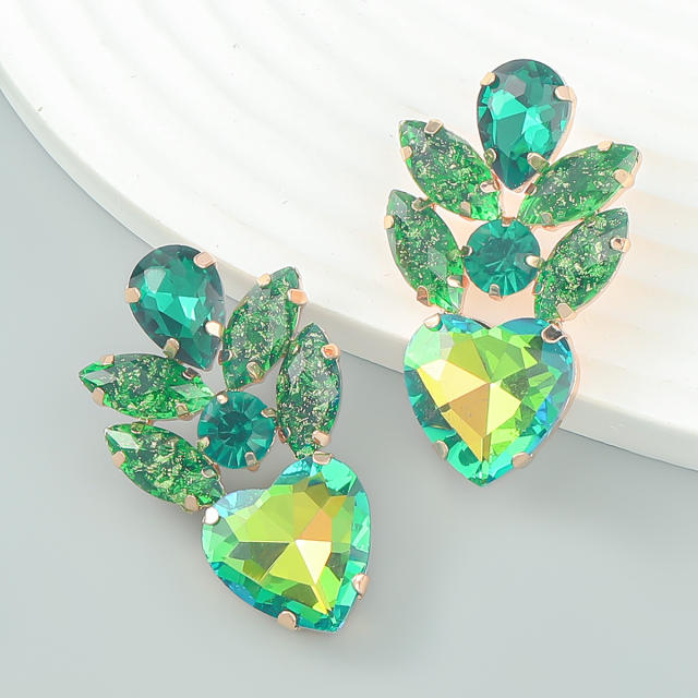 Colorful glass crystal statement earrings