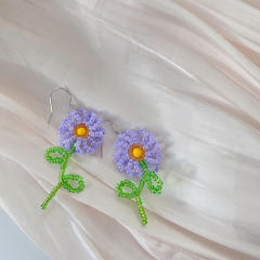 2022 korean fashion summer beaded flower dangle earrings