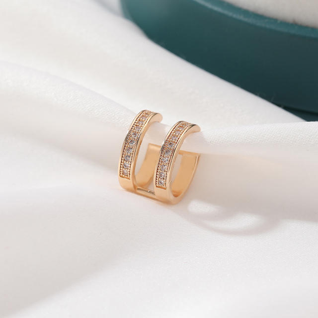 Diamond two layer hollow ear cuff