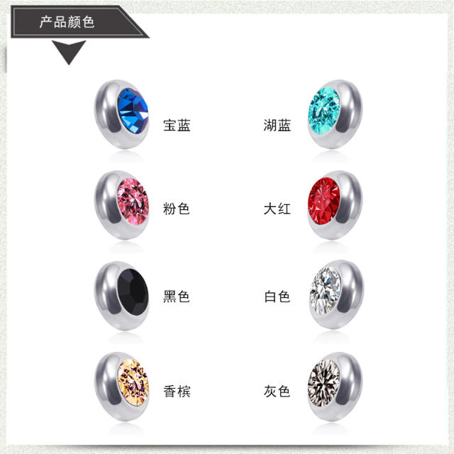 Colorful diamond titanium steel unisex earrings