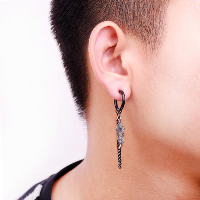 Pierced titanium tassel earrings