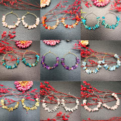 Natural crystal boho hoop earrings