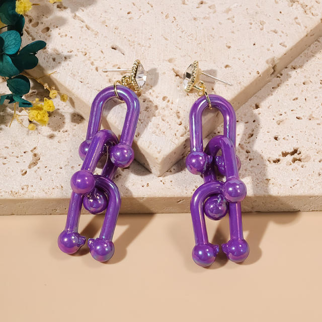 Candy color acrylic chain earrings