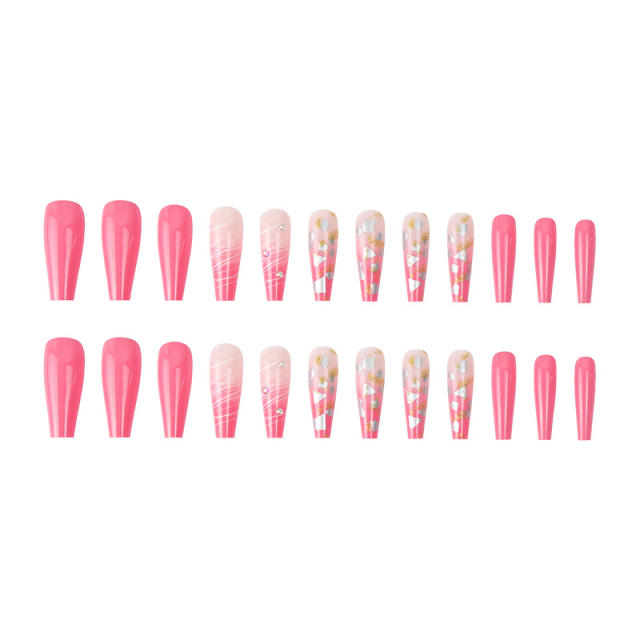INS hot sale deep pink color false nails