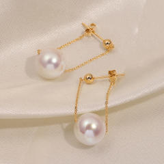 Chic pearl chain clip on earrings dangle earrings