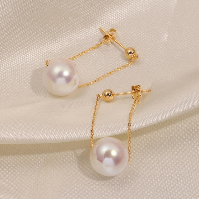Chic pearl chain clip on earrings dangle earrings