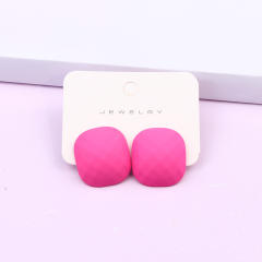 Concise candy color square shape ear match ear studs
