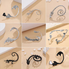 Retro dragon pattern alloy wrap earrings