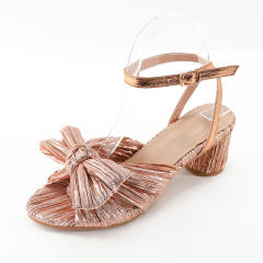 Elegant bow block heels sandals