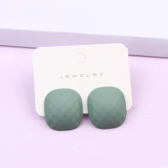 Concise candy color square shape ear match ear studs