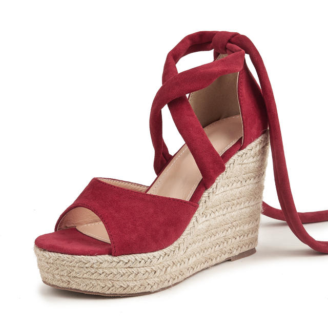 Colored strappy wedge sandals