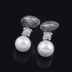 Cubic zirconia pearl clip on earrings