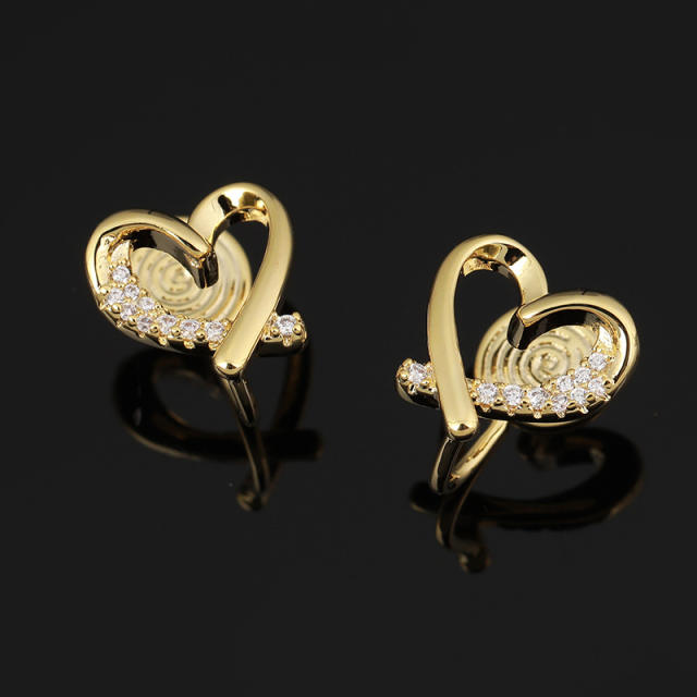 Diamond heart clip on earrings