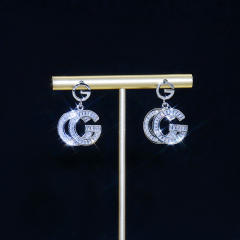 Korean fashion diamond letter G dangle earrings