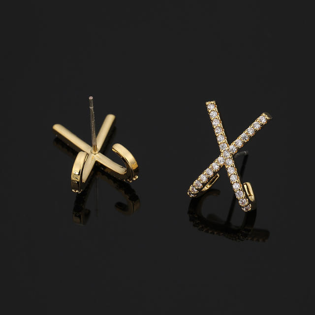Diamond X clip on earrings