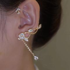 Personality diamond rose flower ear wrap
