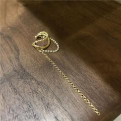 Diamond multi-layer chain tassel ear cuff