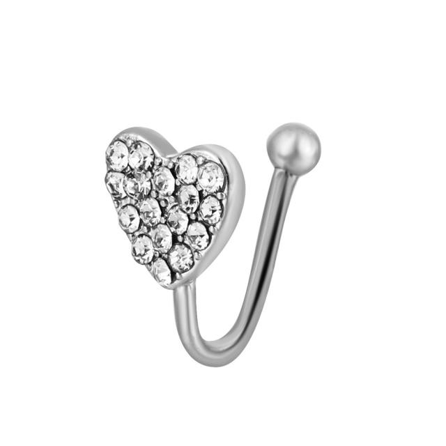 Diamond heart U shape ear cuff