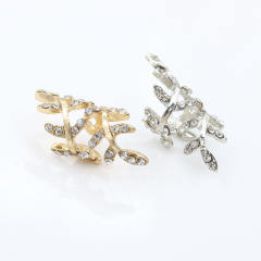 Rhinestone leaf ear cuff