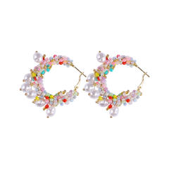 Summer design handmade beaded hoop earrings