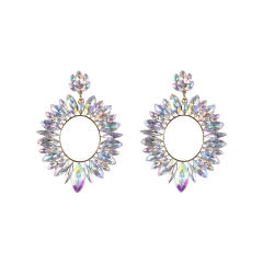 Luxury color glass crystal statement dangle earrings