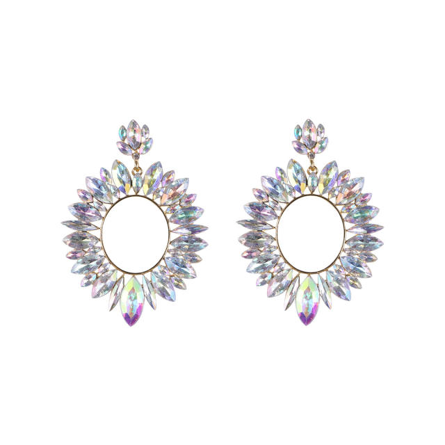 Luxury color glass crystal statement dangle earrings