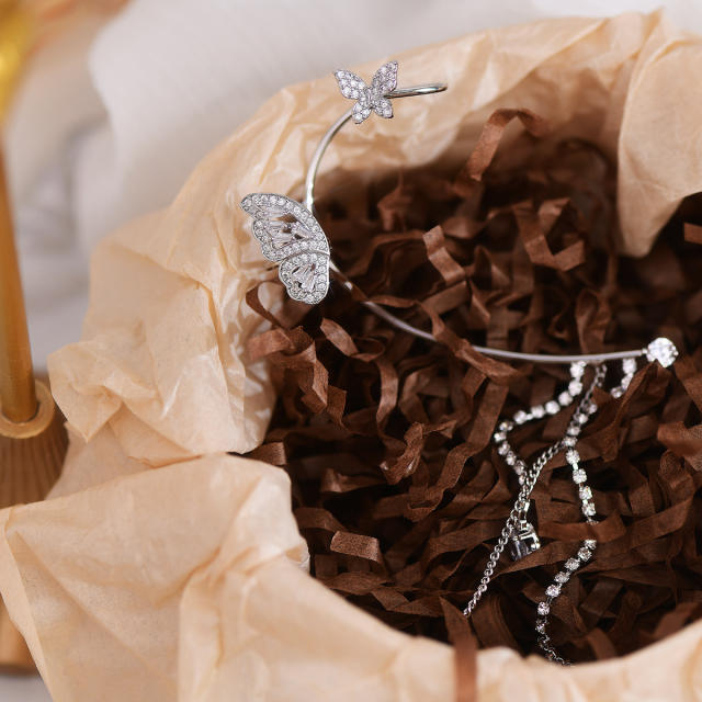 Diamond butterfly tassel ear wrap