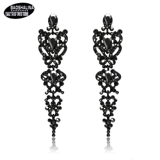 Luxury all black dangle earrings