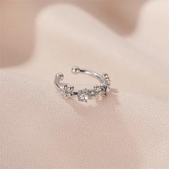 Diamond flower ear cuff