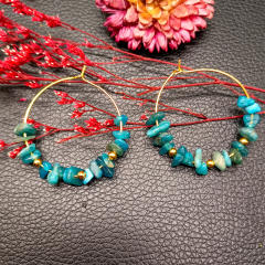 Natural crystal boho hoop earrings