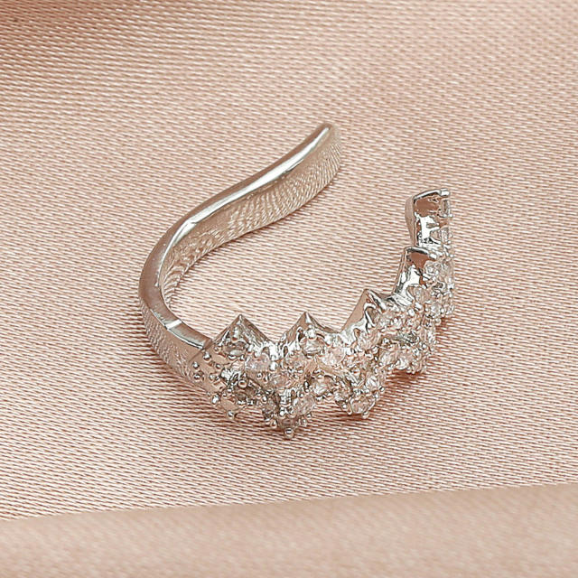 Diamond wave two layer ear cuff