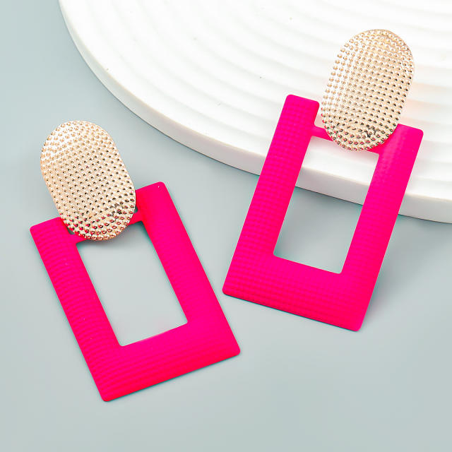 INS geometric spray paint square earrings
