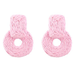 INS summer straw colorful earrings
