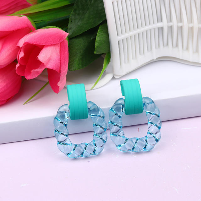 TIKTOK hot sale jelly color acrylic square earrings
