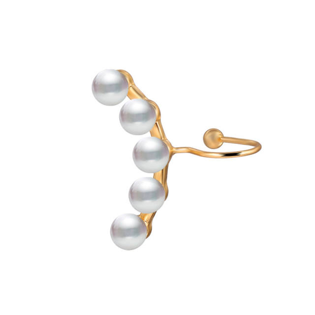 Fashion pearl rhinestone alloy ear cuff