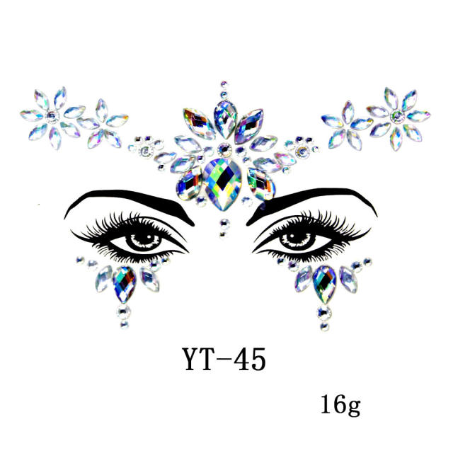Occident fashion color resin rhinestone face stickers