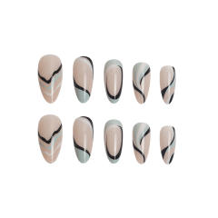 Geometric line false nails